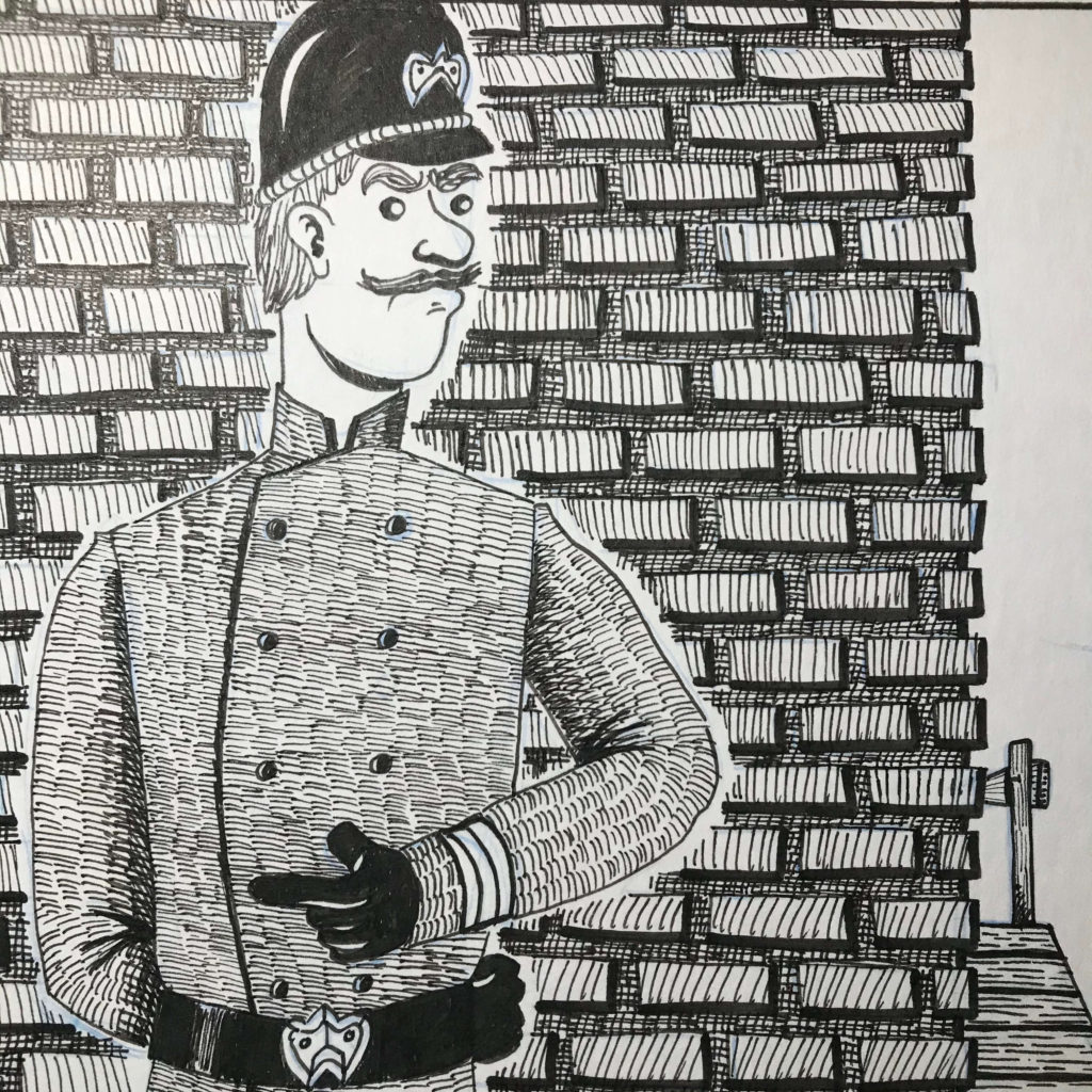 Inked comic image of policeman