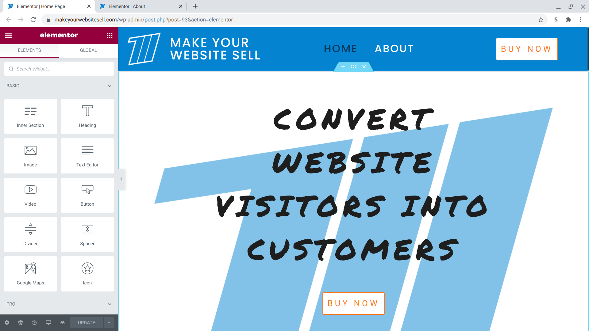 Header and Menu for Make Your Website Sell.